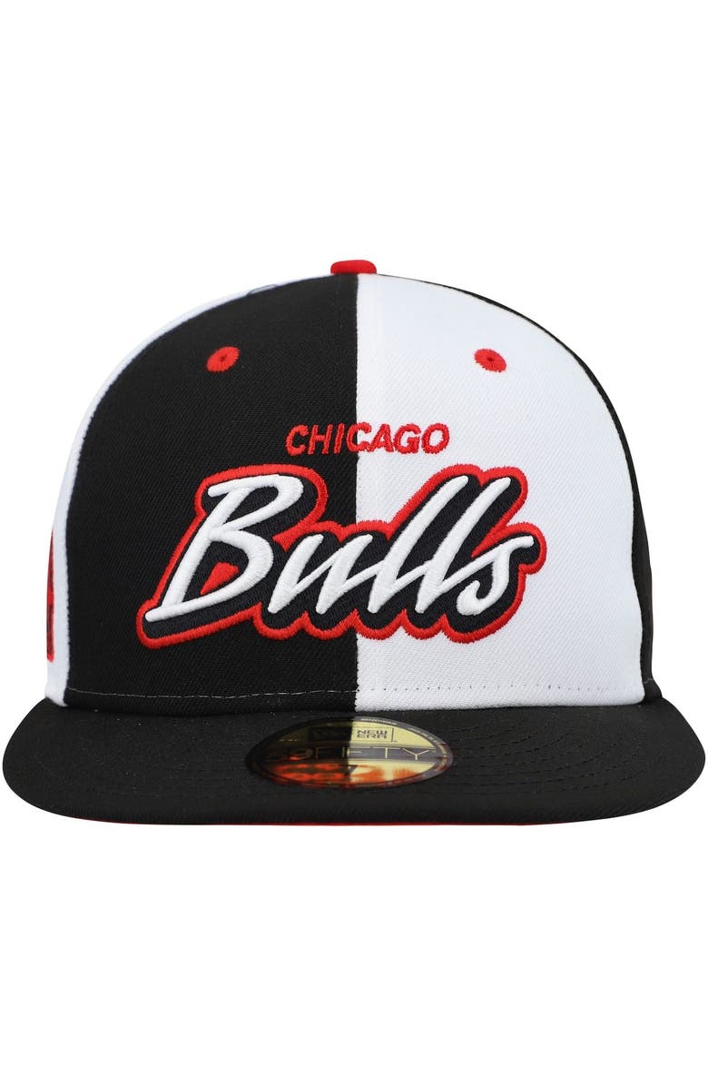 New Era Men's New Era Black/White Chicago Bulls Script Pinwheel 59FIFTY Fitted Hat, Alternate, color,