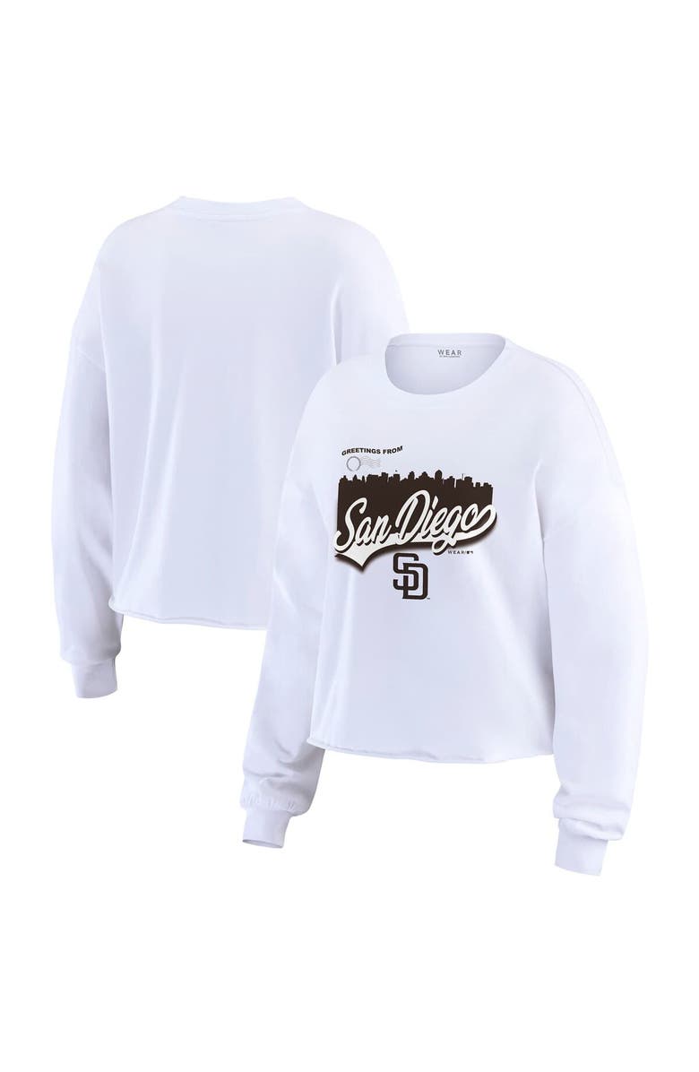WEAR by Erin Andrews Women's WEAR by Erin Andrews White San Diego Padres Domestic Postcard Long Sleeve T-Shirt, Main, color, White