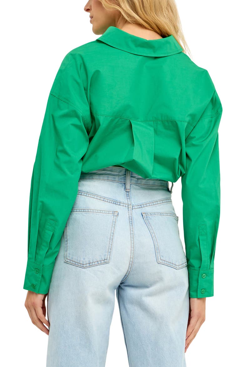 Oversize Cotton Button-Up Shirt, Alternate, color, GREEN