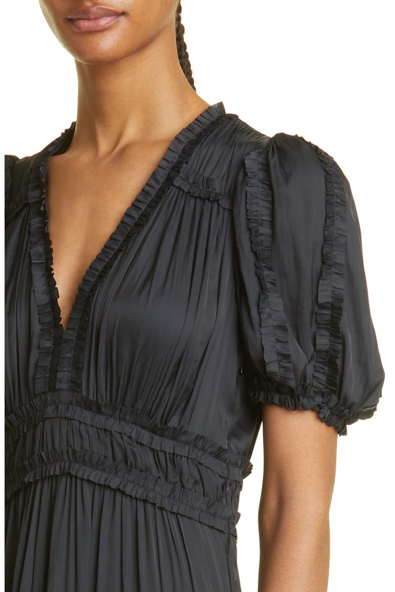 Olivia Pleated Tiered Dress, Alternate, color, NOIR