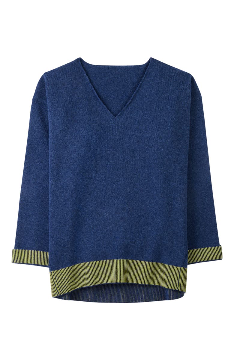 Celtic & Co. Ponte V-Neck Sweater, Alternate, color, Navy / Fennel
