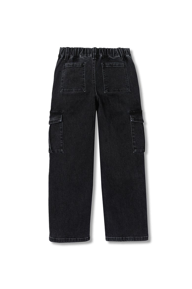 Girls Denim Cargo Wide Leg Jeans, Alternate, color, Black Fade