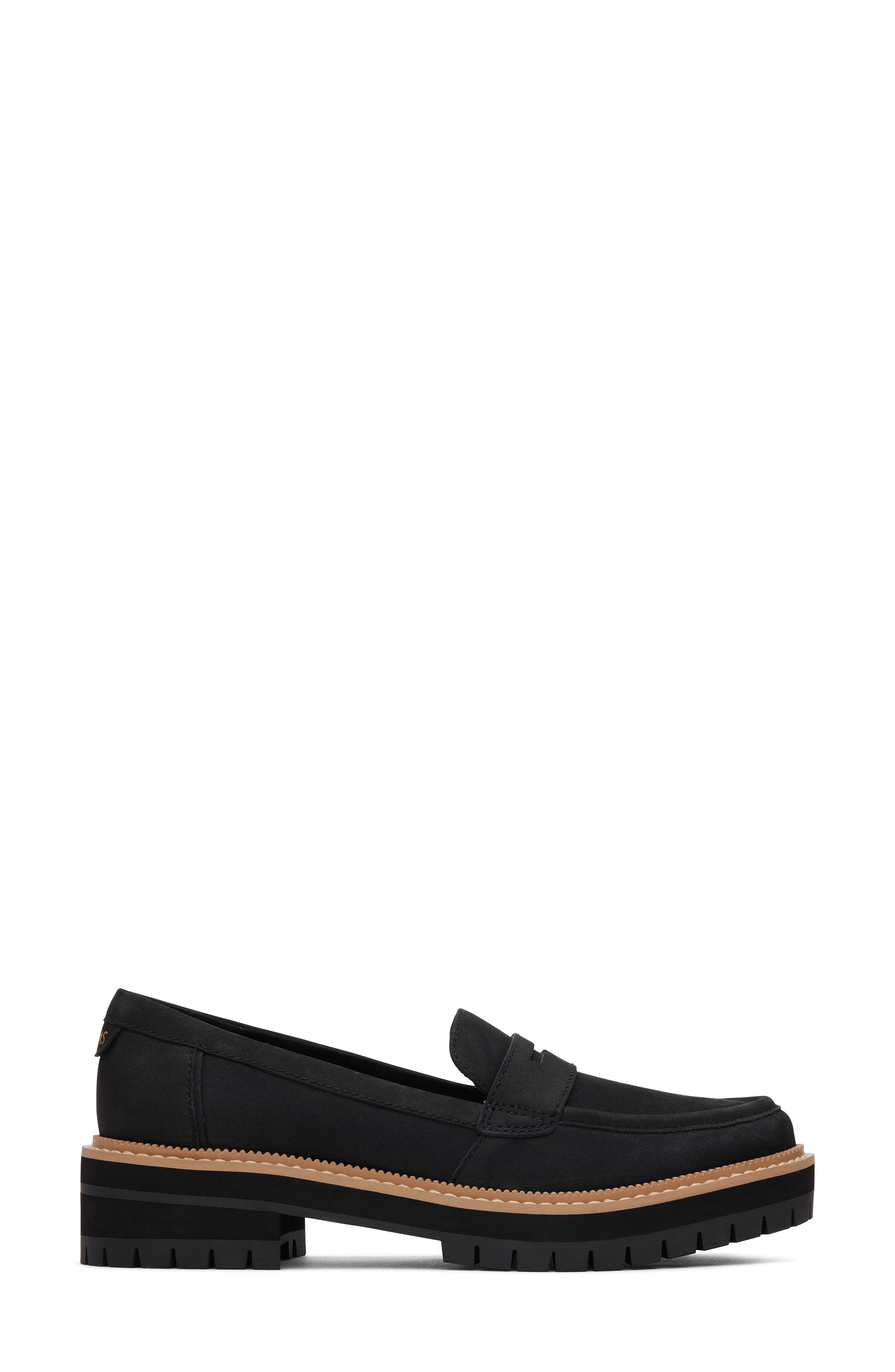 TOMS Cara Platform Penny Loafer, Alternate, color, Black