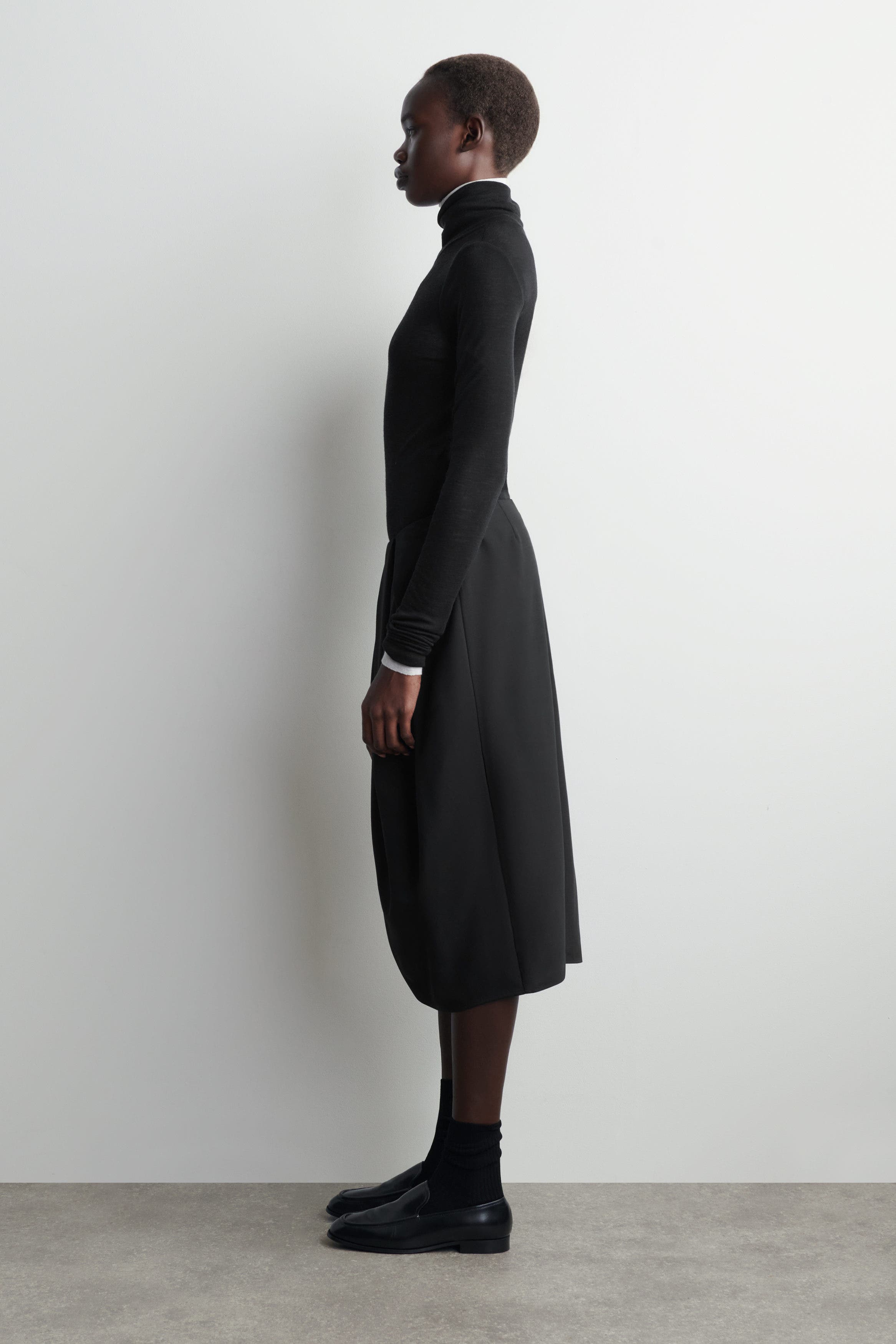 Pleated Wool Midi Tulip Skirt - image 2