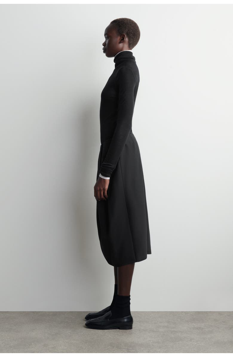 COS Pleated Wool Midi Tulip Skirt, Alternate, color, Black