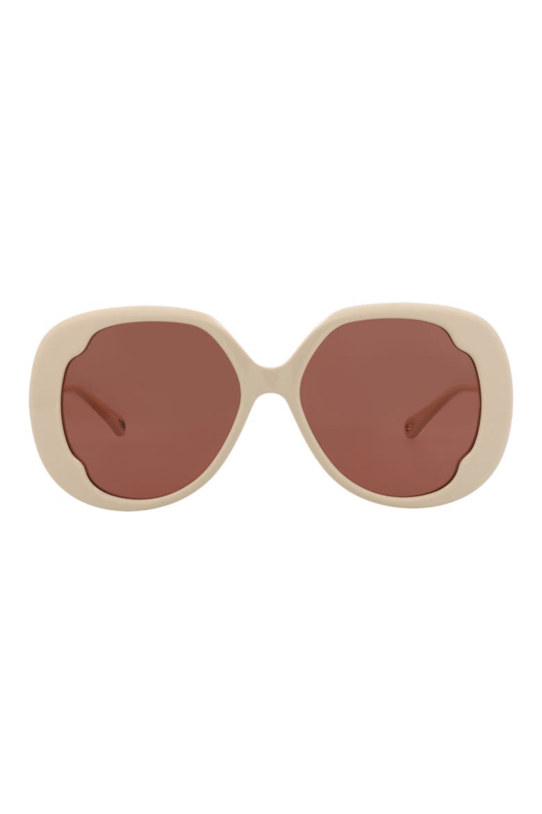56mm Oversize Round Sunglasses, Main, color, IVORY/ BROWN