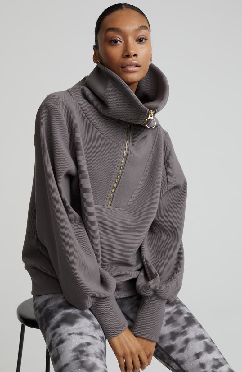 Varley Vine Ottoman Half Zip Pullover, Alternate, color, Deep Charcoal