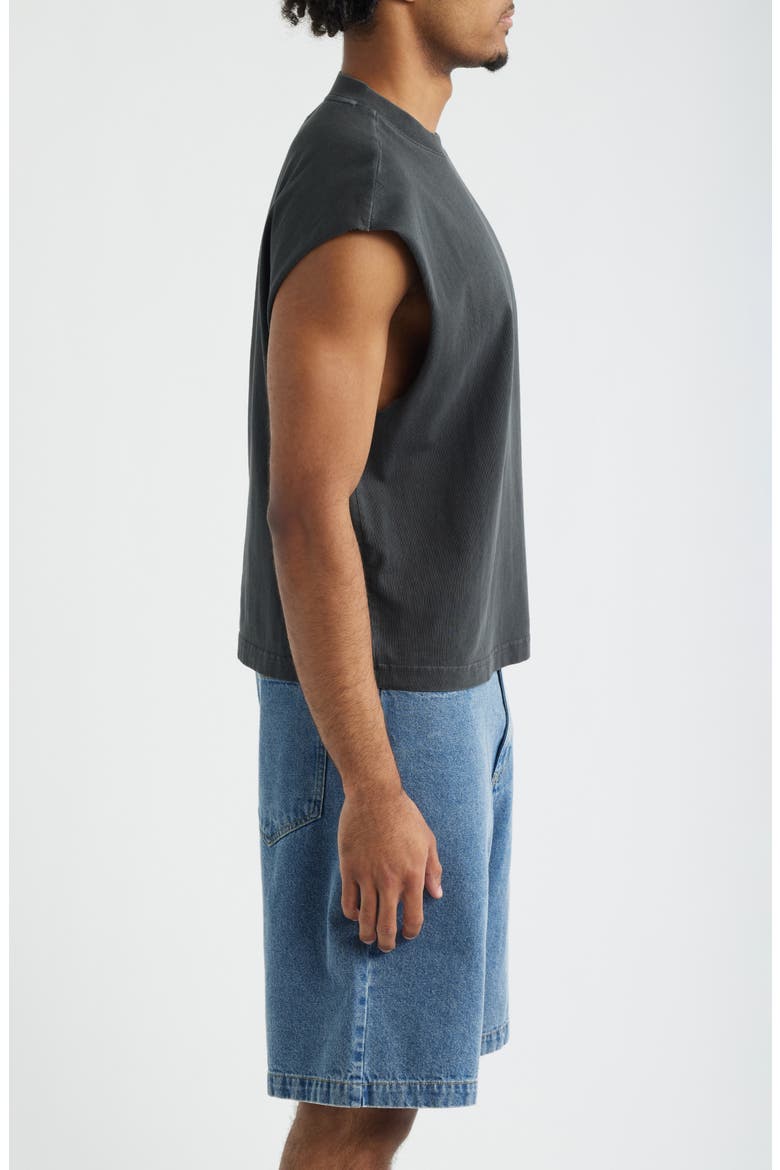 Boxy Crop Cutoff Cotton Tank, Alternate, color, BLACK FADED