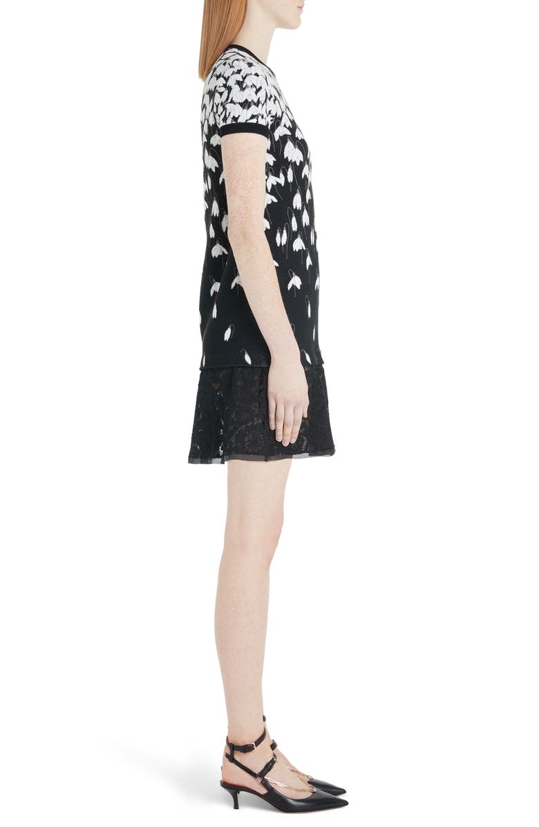 Valentino Bucaneve Lace Hem Jacquard Sweater Minidress, Alternate, color,