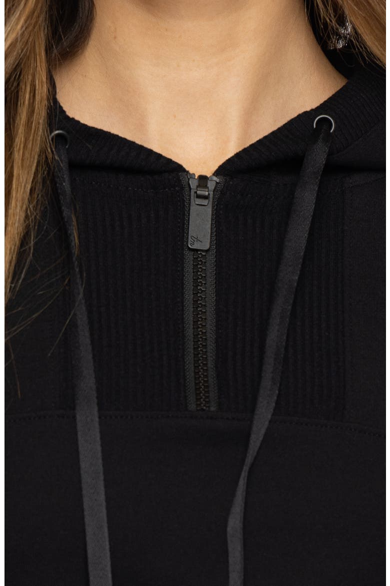Friday Ponte Half Zip Hoodie, Alternate, color, BLACK