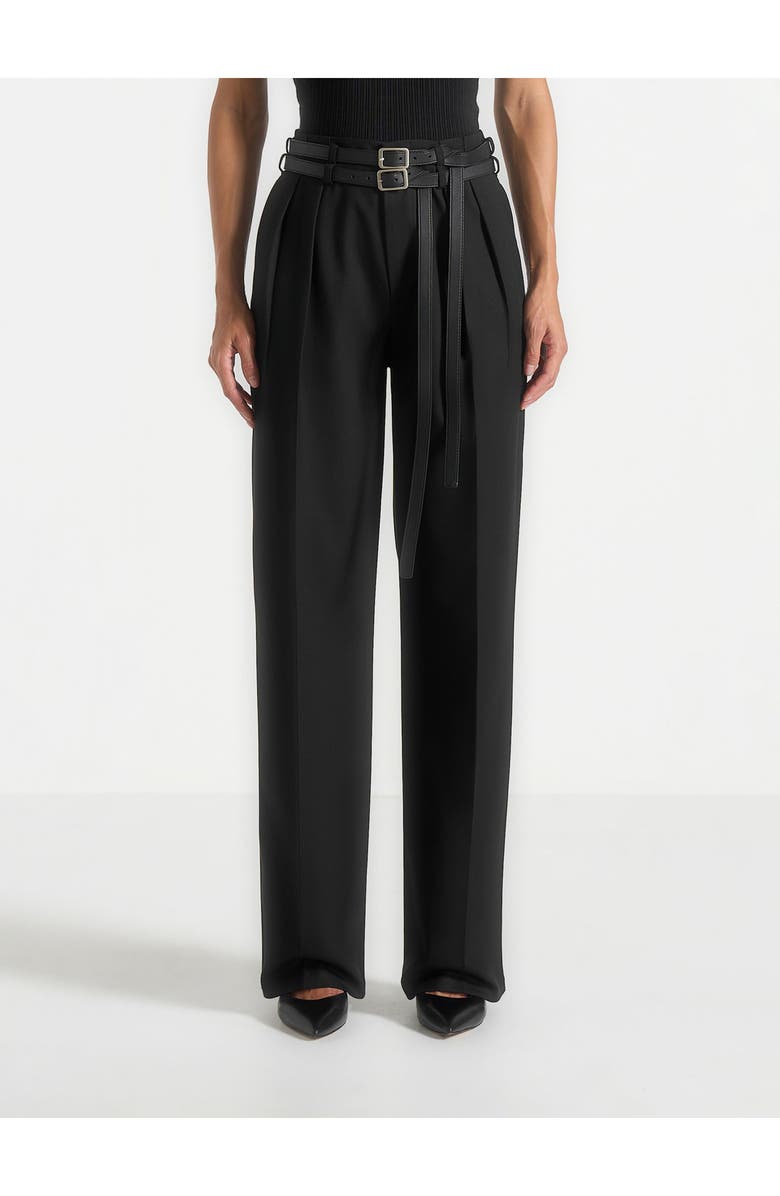 Manière De Voir Pascale Tailored Twin Belt Trousers, Alternate, color, Black