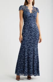 Eliza J Illusion Yoke Lace Trumpet Gown