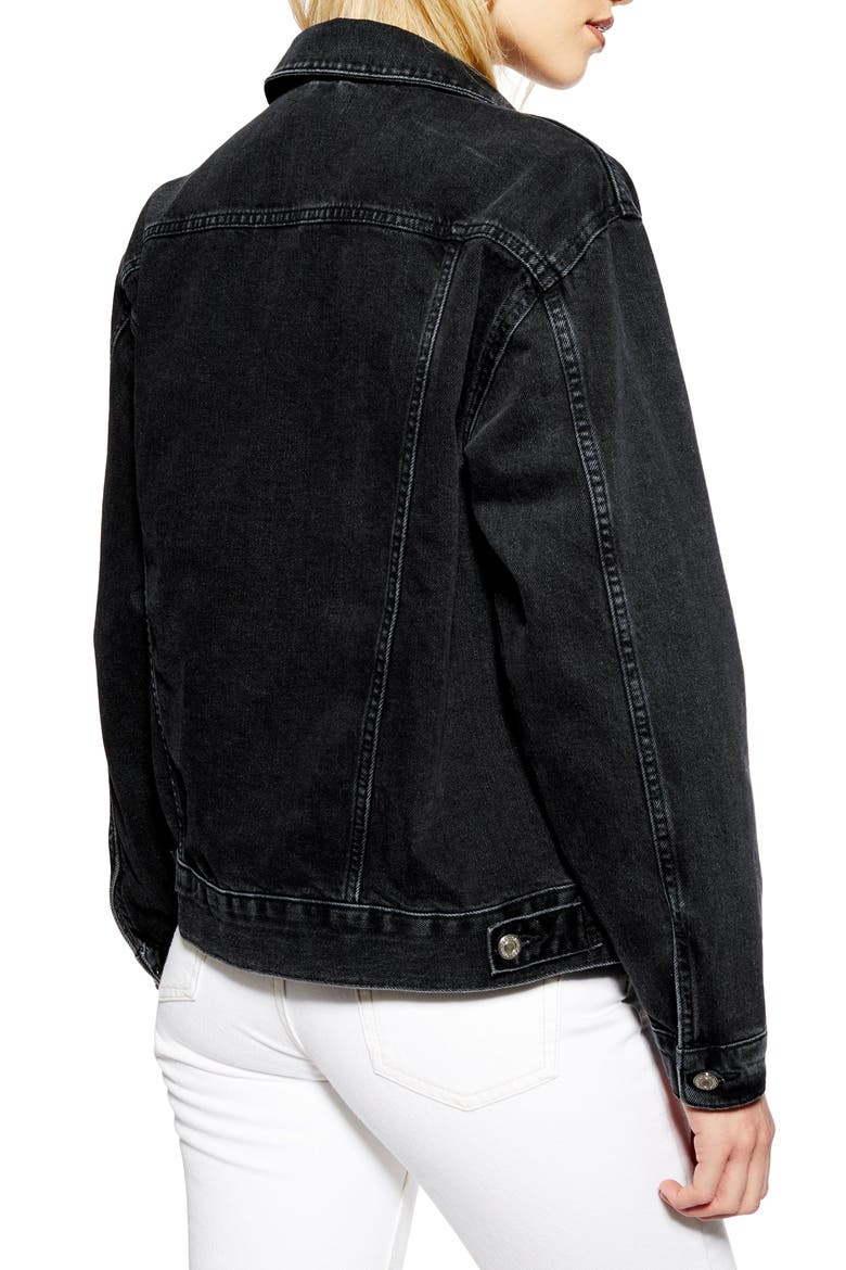 Oversize Denim Jacket, Alternate, color, WASHED BLACK