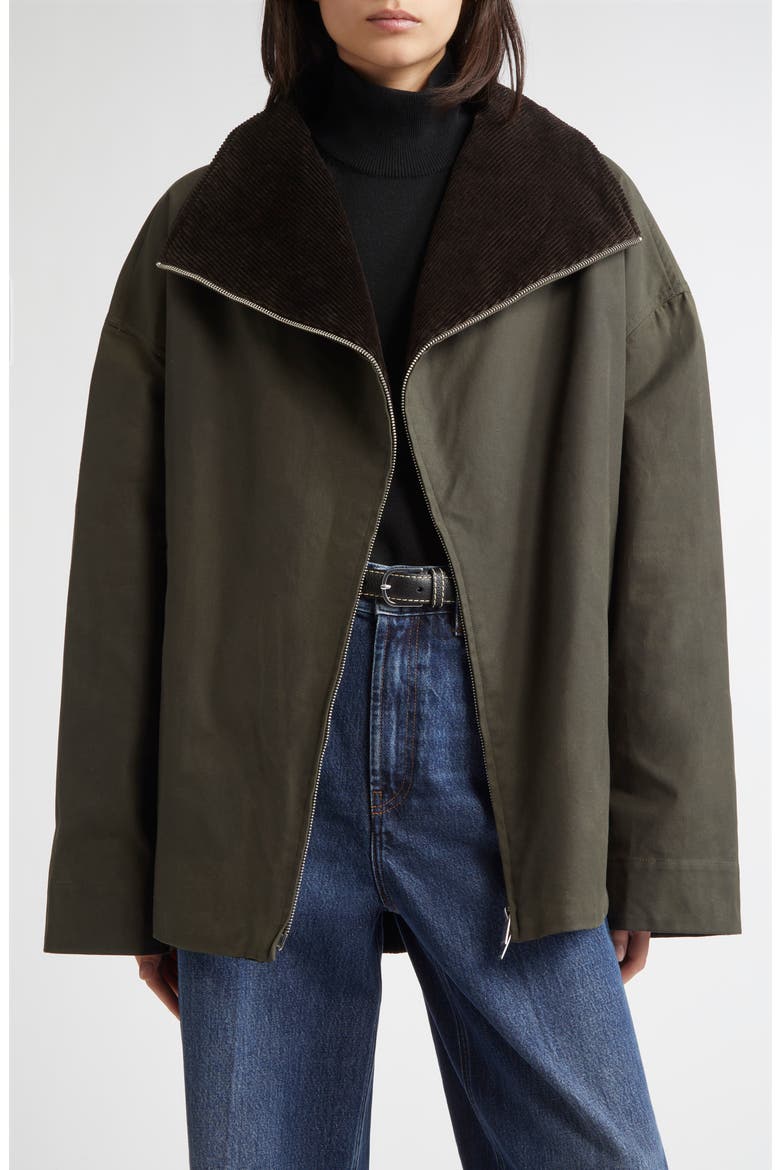 Country Funnel Neck Waxed Cotton Jacket, Main, color, FOREST