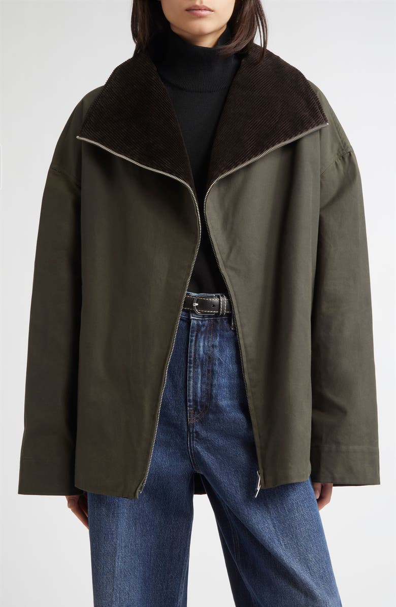 TOTEME Country Funnel Neck Waxed Cotton Jacket, Main, color,