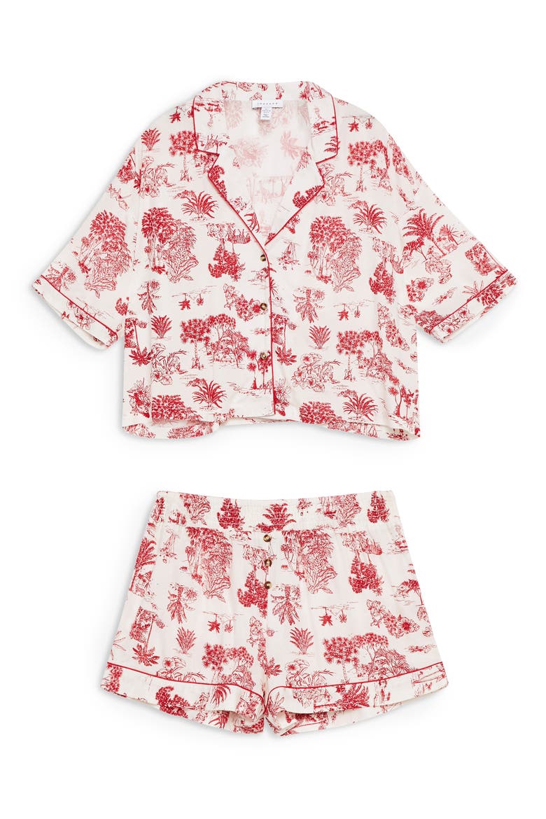 Jungle Print Short Pajamas, Alternate, color, IVORY MULTI