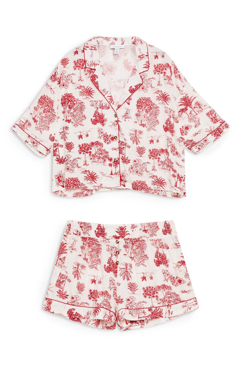 Topshop Jungle Print Short Pajamas, Alternate, color,