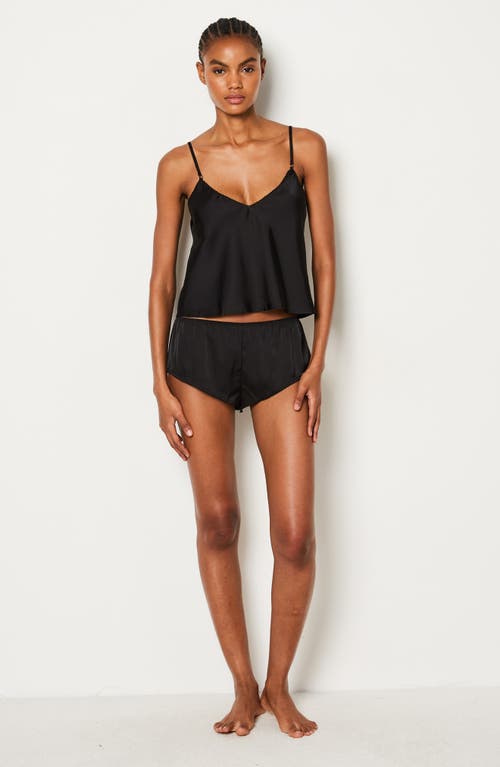 Etam Open Back Satin Pajamas In Black