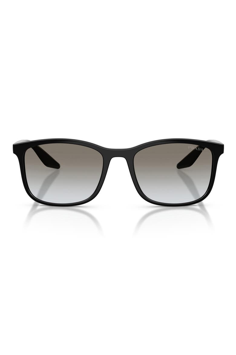 56mm Gradient Pillow Sunglasses, Main, color, BLACK