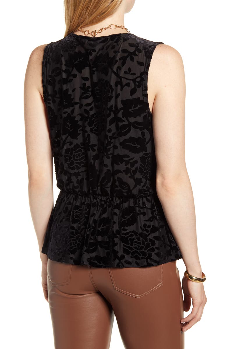 Halogen<sup>®</sup> Flocked Sleeveless Peplum Top, Alternate, color,