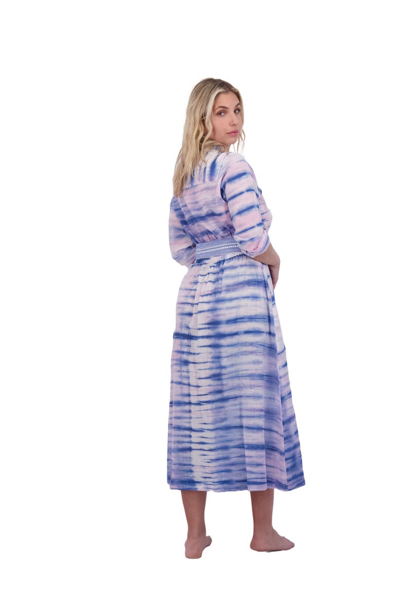 Mer St. Barth Anais Women's Button Front Shirtdress Rose Lapis Blue Shibori, Alternate, color, Pink