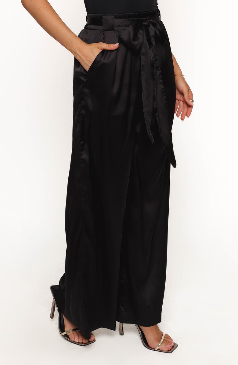 Petal & Pup Alie Satin Wide Leg Pants, Alternate, color, Black