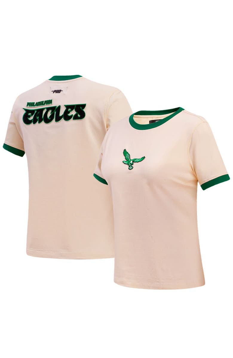 PRO STANDARD Women's Pro Standard Cream Philadelphia Eagles Retro Classic Ringer T-Shirt, Alternate, color, 