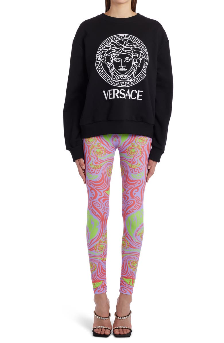 Versace Embroidered Medusa Logo Cotton Sweatshirt, Alternate, color, 