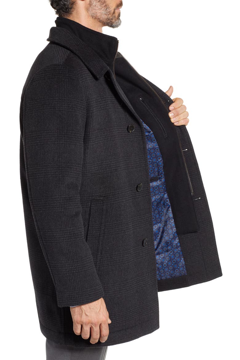 MacBeth Wool Blend Car Coat with Bib, Alternate, color, CHARCOAL PLAID
