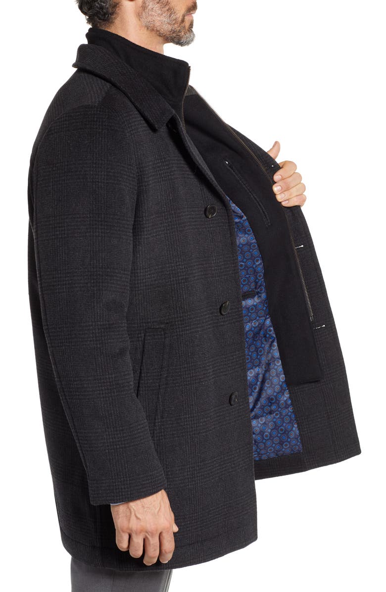 Hart Schaffner Marx MacBeth Wool Blend Car Coat with Bib, Alternate, color, Charcoal Plaid