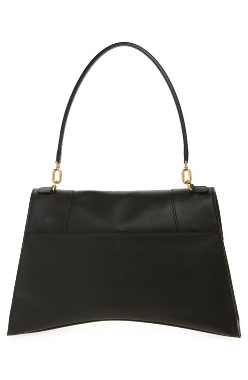Balenciaga Medium Hourglass Soft Leather Shoulder Bag In 1000 Black