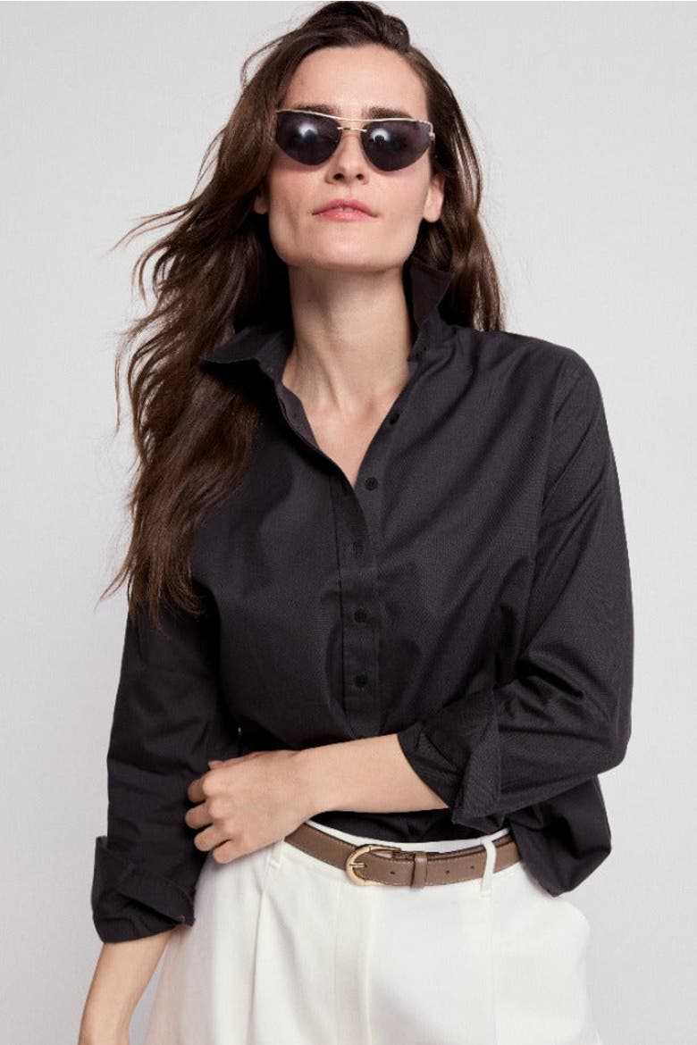 The Jet Set Boyfriend Shirt, Alternate, color, Black