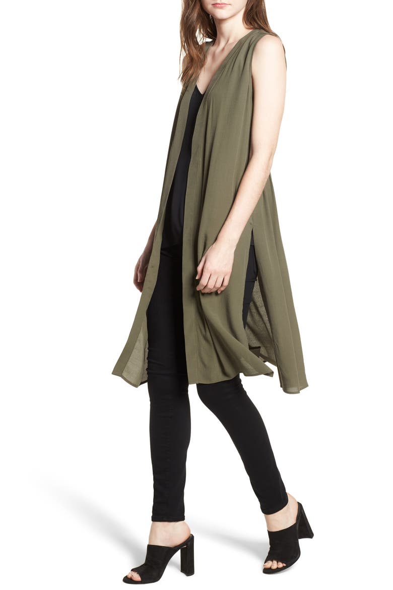 Ruched Back Vest, Main, color, OLIVE SARMA