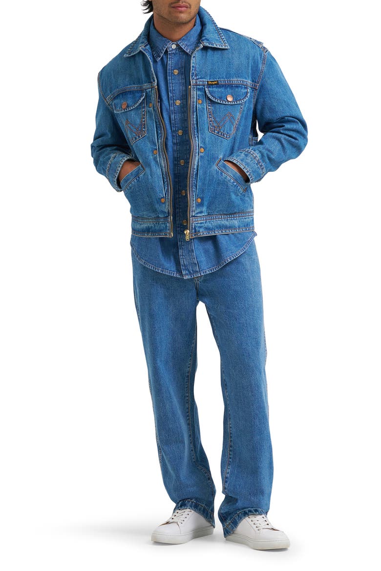 Zip Front Denim Jacket, Alternate, color, COWBOY FADE