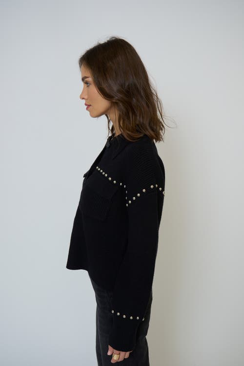 Central Park West Jay Studded Sweater Jacket In Black
