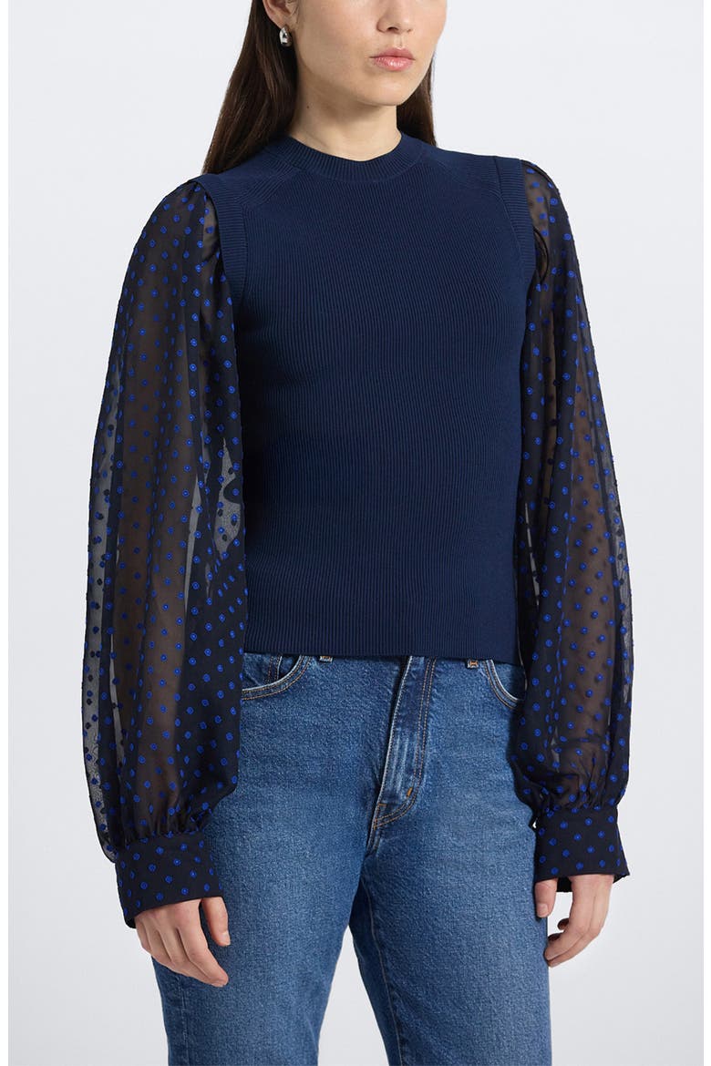 Cerina Mixed Media Sweater, Main, color, ROYAL BLUE