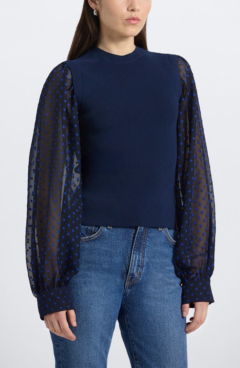 Derek Lam 10 Crosby Cerina Mixed Media Sweater, Main, color, Royal Blue
