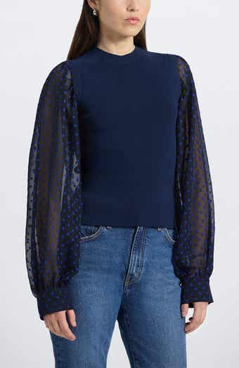 Derek Lam 10 Crosby Cerina Mixed Media Sweater