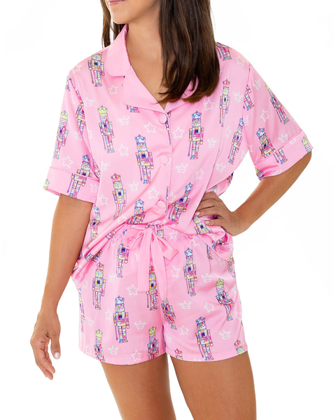 Graffiti Nutcracker Silky Short Sleeve Shorts Set