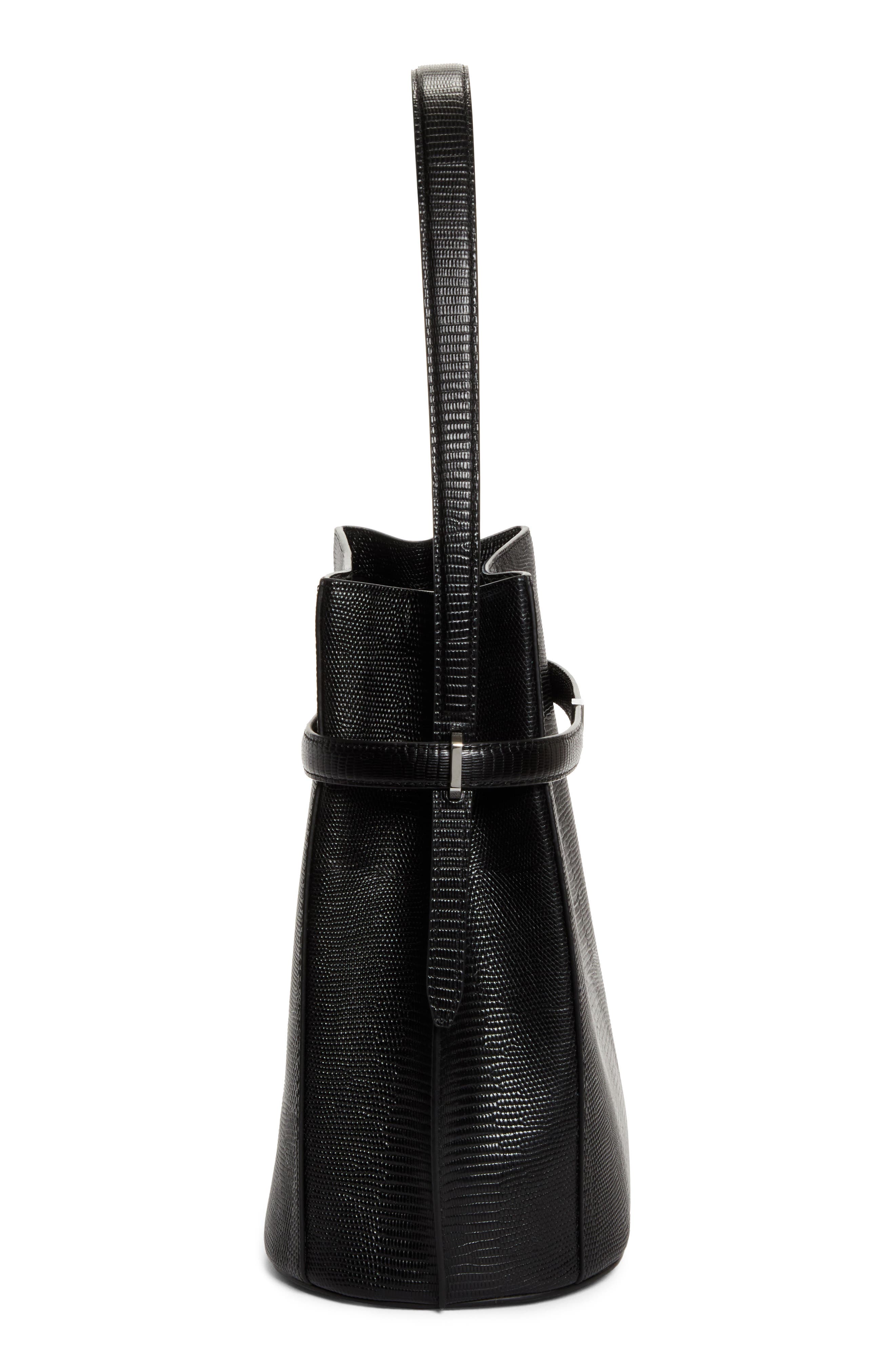 TOTEME Belted Lizard Embossed Leather Bucket Shoulder Bag, Alternate, color, 