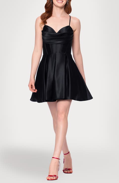 Corset Bodice Satin Cocktail Minidress