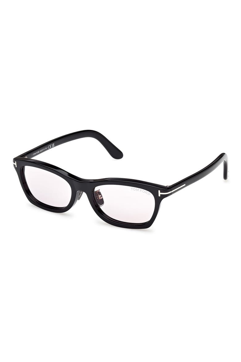 53mm Rectangular Sunglasses, Alternate, color, SHINY BLACK / VIOLET