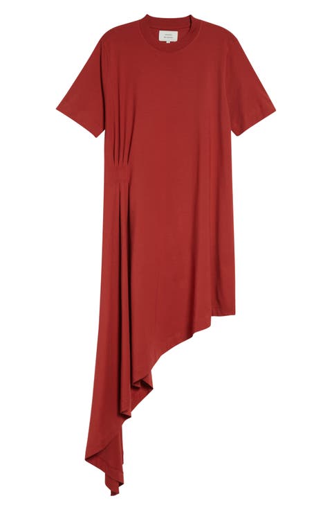 Igari Asymmetric Pleated Cotton Knit Dress