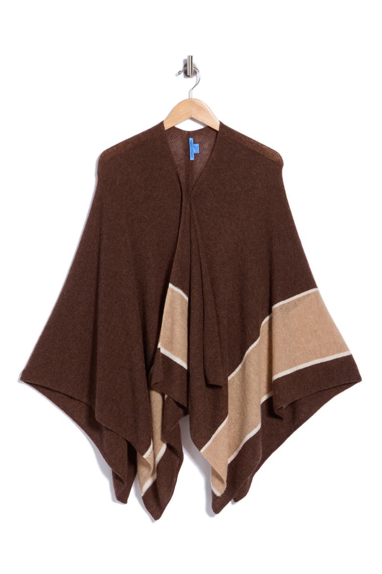 Harriet Colorblock Cashmere Poncho, Main, color, BROWN TOFFEE