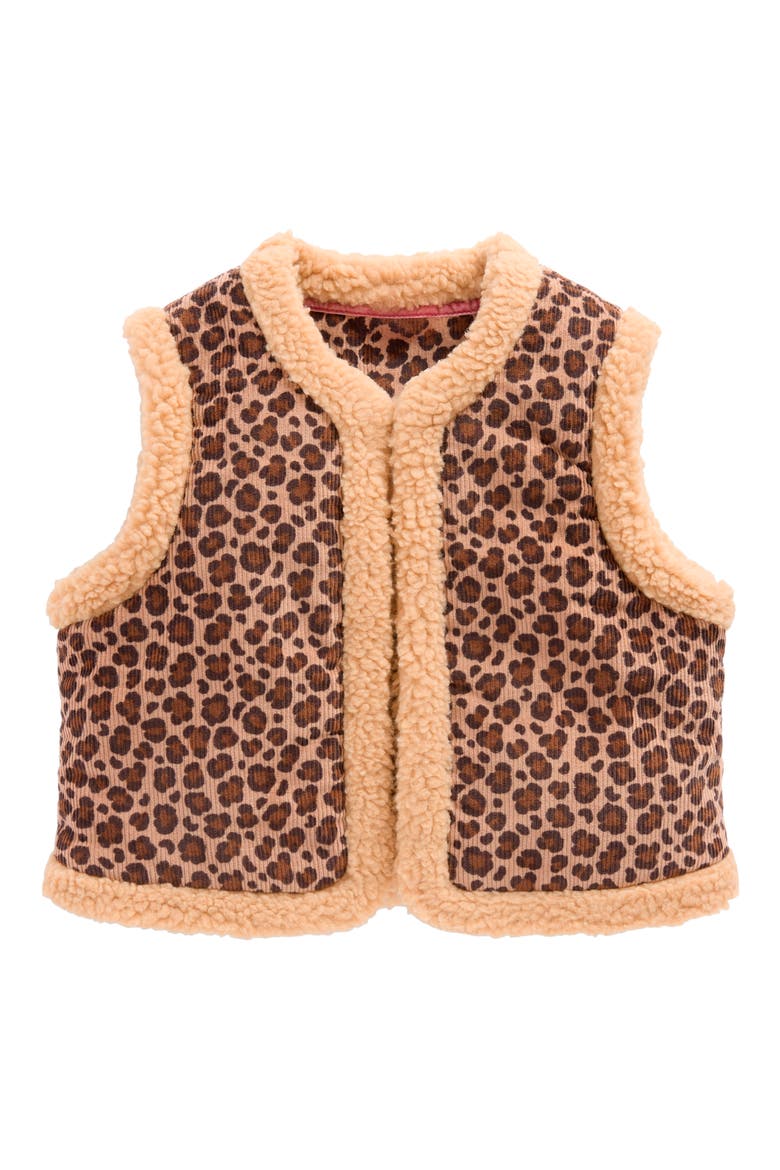 Kids' Leopard Printed Corduroy Gilet, Main, color, BROWN LEOPARD