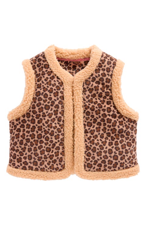 Kids' Leopard Printed Corduroy Gilet