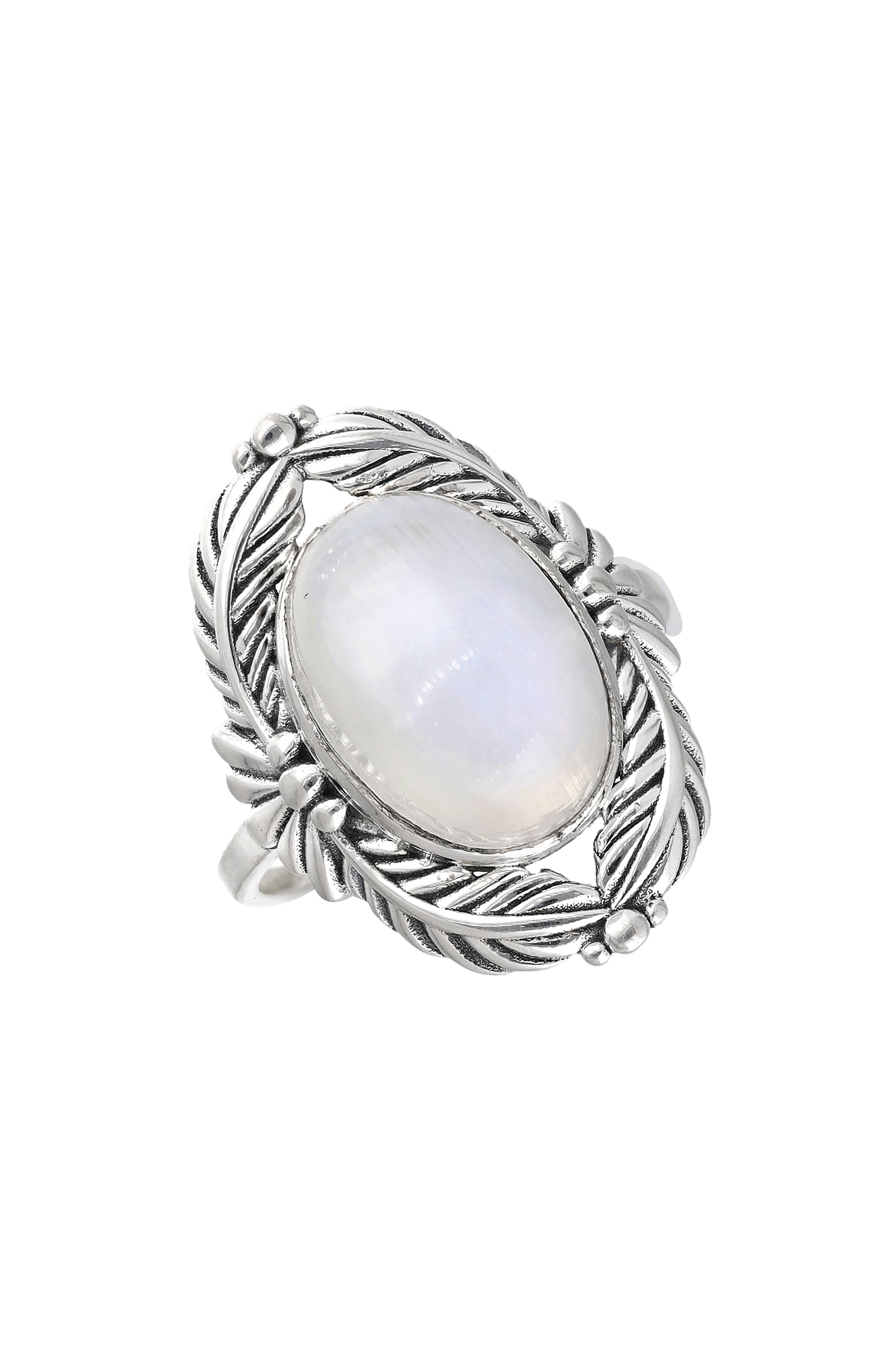 YS GEMS Moonstone Leaf Ring