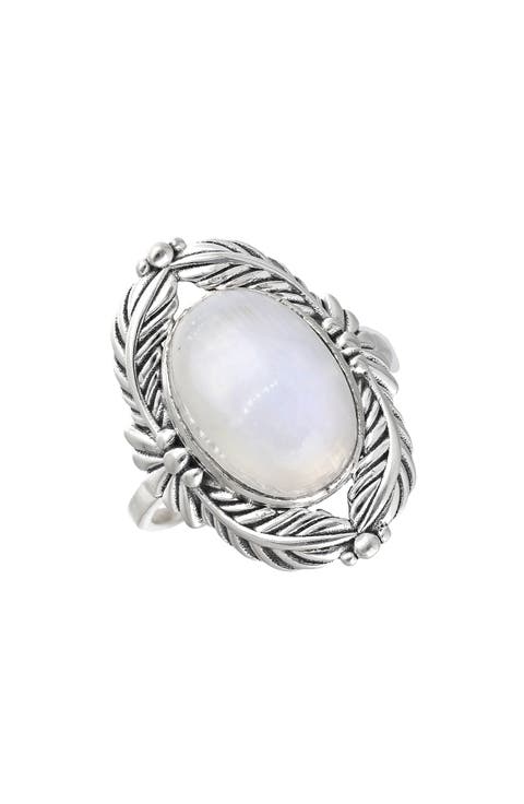 Moonstone Leaf Ring