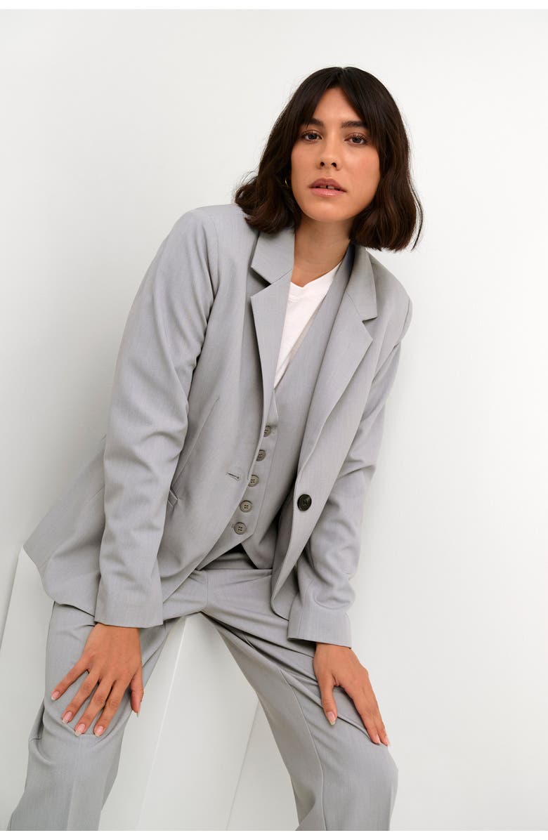 Kaffe Sakura Single Breasted Blazer, Alternate, color, Grey Melange