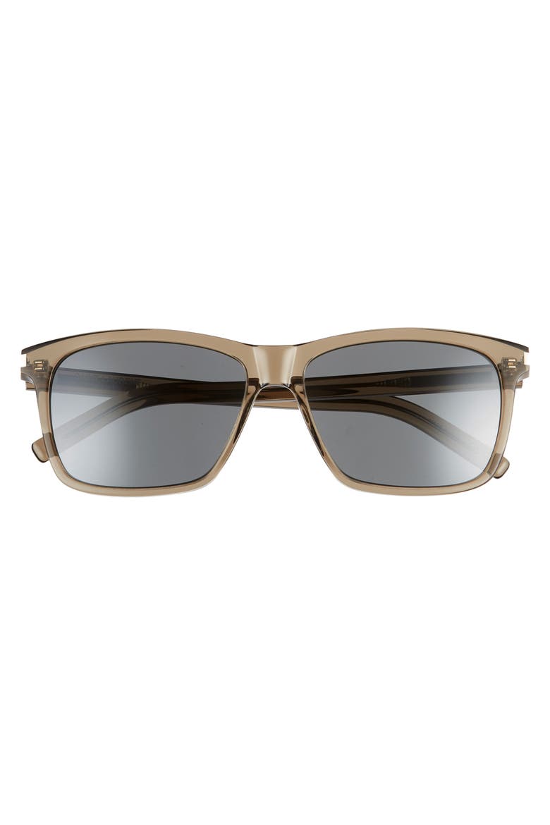 57mm Rectangle Sunglasses, Alternate, color, DARK MUD/ SILVER